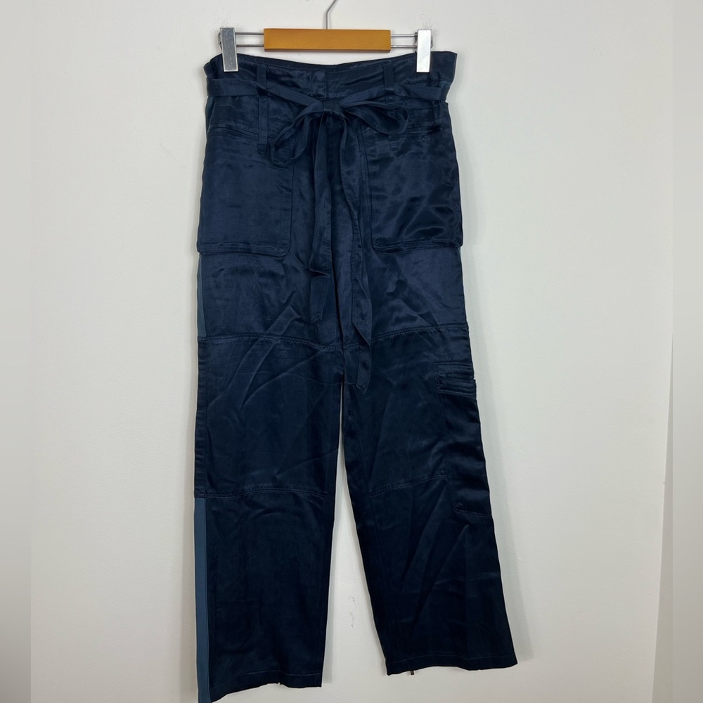 Time Postmodern Wide Leg Satin Trousers Sz 30